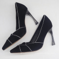 Genuine Leather Pumps Shoes High Heel Women Pumps Ladies Pump Shoe Black with Pointed Toe for Ladies